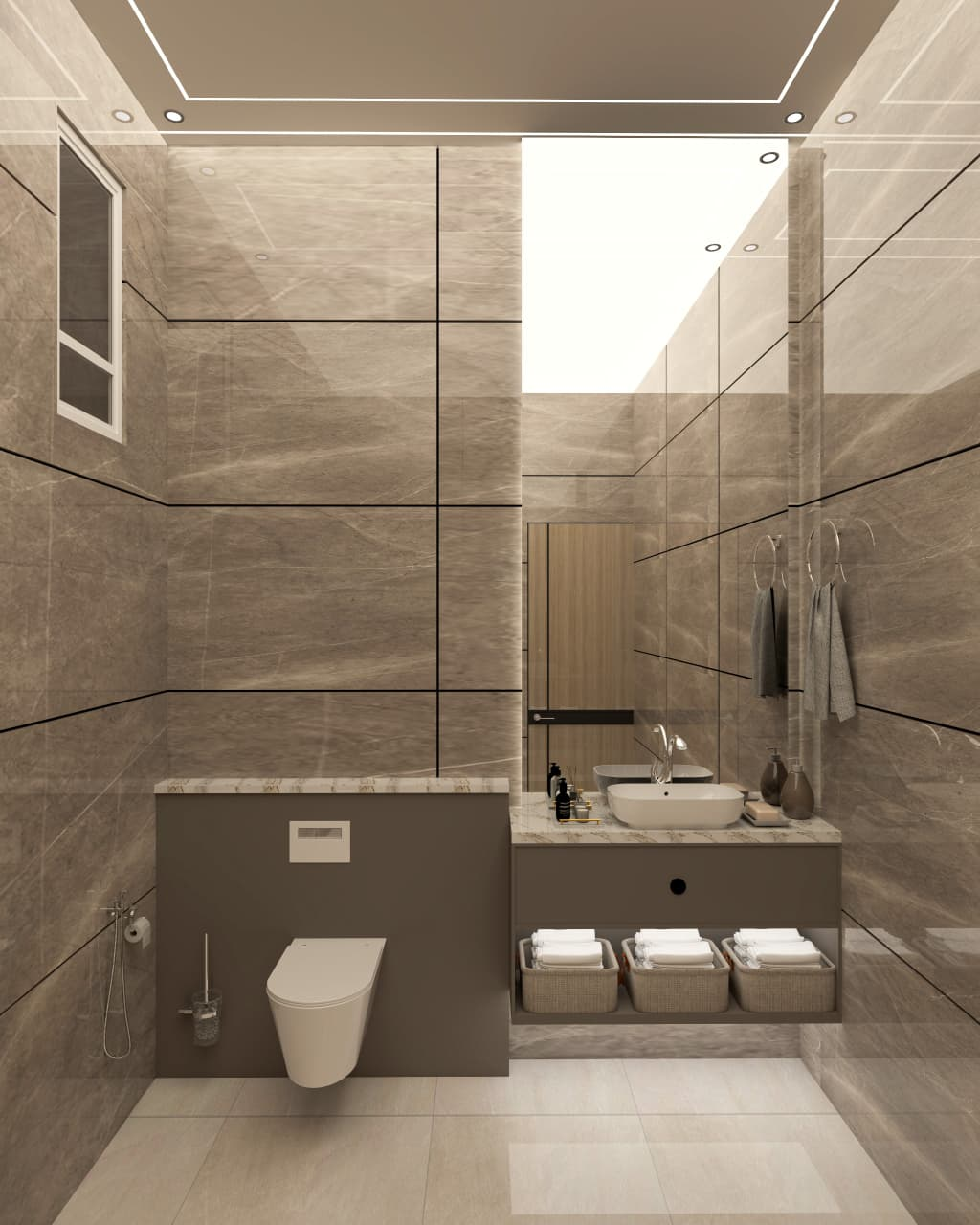 Modern Powder Washroom Design - Vaayu Designs