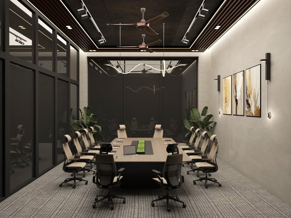 office conference meeting room with large presentation screen