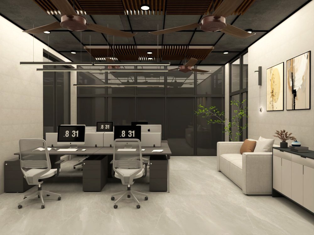 industrial theme staff area office interior design